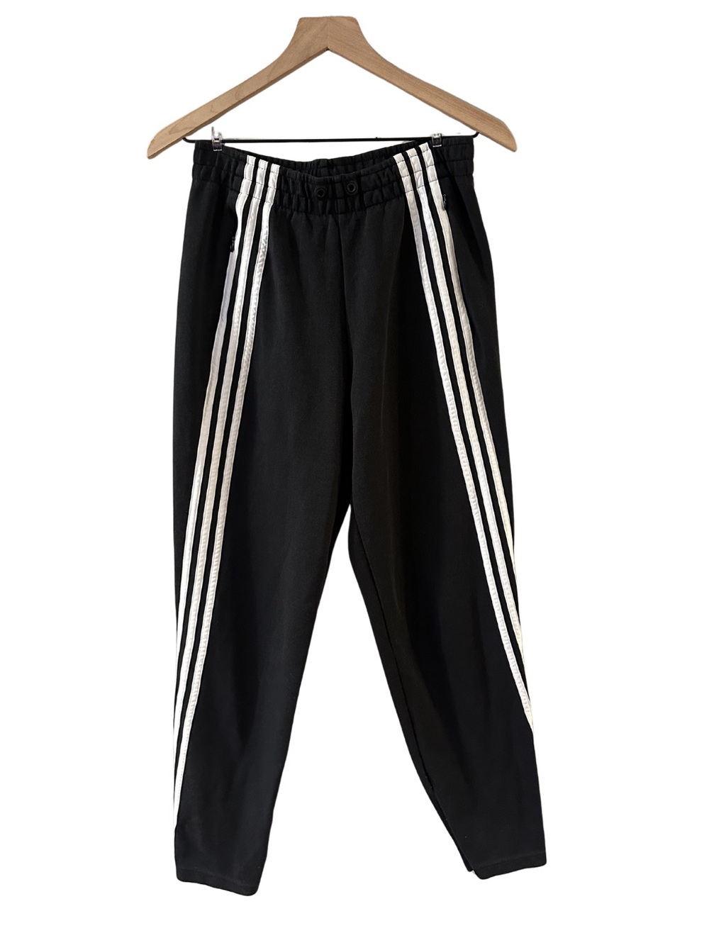 Adidas High Waist Three Stripe Twist Cotton Blend Track Pants